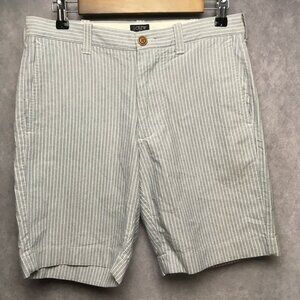 J.‎ Crew Men Gramercy Shorts size 30 Flat Front Pockets Woven White Blue Stripe